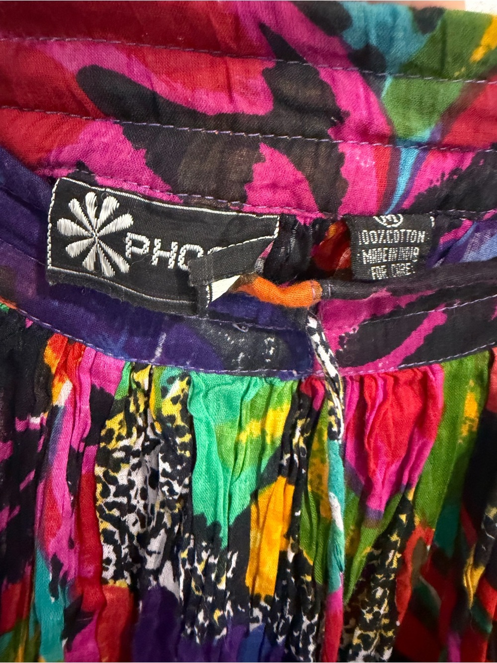 Phool Vintage M Pull-on Floral Maximal Funky Tiered‎ Maxi Midi Skirt - Picture 6 of 8